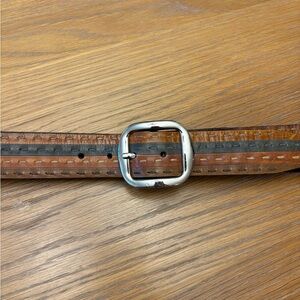 Cole Haan Brown Leather Belt Bag with Silver Buckle